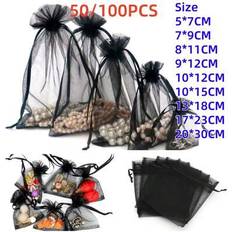 Shein 50 100pcs Black Organza Gift Packaging Bags