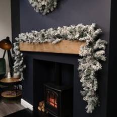 Party Decorations Samuel Alexander 2.7m Green Snow Flocked Christmas Garland with 190 Tips