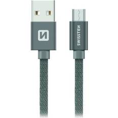 Kabler Swissten Schweiz Datenkabel Textilien USB 2.0 M Grau