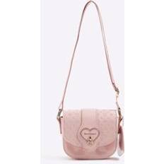 Barn Axelremsväskor River Island Girls Pink Monogram Heart Cross Body Bag
