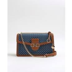 Blue Handbags River Island Womens Blue Monogram Denim Shoulder Bag