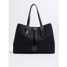 Polyester Totes & Shopping Bags River Island Jacquard Monogram Shopper Bag - Black