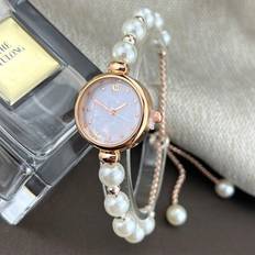 Ladies White Pearl Beaded Drawstring Quartz Watch