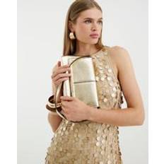Women Clutches River Island Gold Bar Front Clutch Bag - One Size