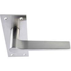 Door Handles Loops Pair Flat Straight Handle On Slim Bathroom Backplate 150 x 50 mm