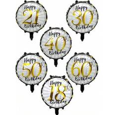 Number Balloons Shein 5pcs 18-Inch Gold Black Foil Balloons