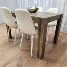 MDF Dining Sets Kosy Koala Wooden Table With 4 Cream Gem Patterned Chairs Dining Set