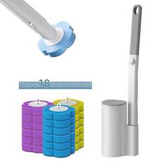 Shein Disposable Toilet Brush With 18Refills, Toilet Bowl Brush Disposable Toilet Cleaning System, Storage Caddy And 18 Toilet Brush Refill Heads For Bathroom Cleaning Bathroom Decor Fall Decor