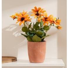Orange artificial flowers Scottish Everlastings Orange Rudbeckia Terracotta Pot Artificial Plant