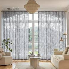 Gardiner & Tillbehör Temu 2-Pack Elegant Gray Floral Sheer Curtains