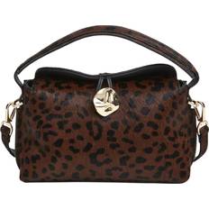 Hanna Mini Leather Hair Leo Crossbody Bag - Brown