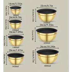 Temu 14pcs Golden Mixing Bowl Set With Black Lids Bunke