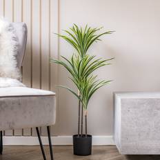 Real Touch Variegated Yucca Black Pot