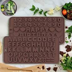 Set Chokladformar Temu 2pcs Silicone Chocolate Letter Number Mold Chokladform