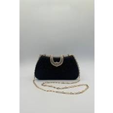 Black Clutches SVNX Womens Black Shimmer Clutch Bag