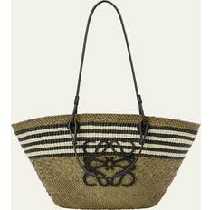 Stoffen tassen Loewe Anagram Stripes Medium Basket - Iraca Palm Calfskin