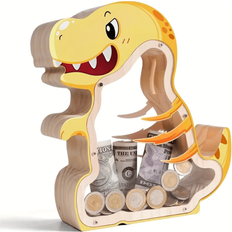 Shein Wooden Dinosaur Transparent Piggy Bank