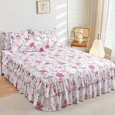 Stripes Valance Sheets Shein 3pcs Ruffled Bed Skirt Set Valance Sheet