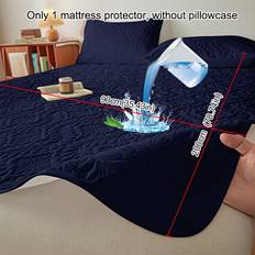 Temu Navy Blue Waterproof Mattress Protector Madrasskydd