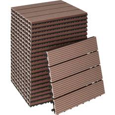 Trallvirke & Reglar tectake Golvplattor Tegulas WPC Träutseende Brun 22 Pcs