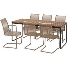 IKEA Matgrupper Utemöbler IKEA Väsman Bord 6 Karmstolar Ljusbrunlaserad 135x190 cm Matgrupp