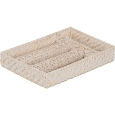 Besticklådor BigBuy Home Vit Bambus Rattan Bestickkorg 34 x 24 x 6 cm Besticklåda