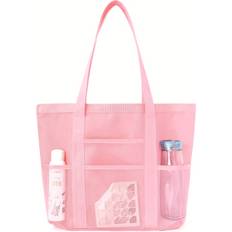 Black Beach Bags Temu Large Capacity Polyester Fiber Travel Beach Tote Bag Foldable Lightweight - Black
