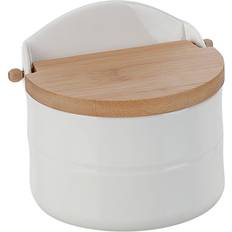Salt Bowls Home ESPRIT White Natural Bamboo Porcelain Shaker 12 x 10 x 11 cm Salt Bowl