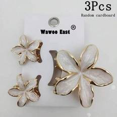 Shein 3Pcs Zinc Alloy Enamel Lily Flower Hair Clip, Cute Girl Hair Accessory For Summer Beach Vacation, Internet Famous Plumeria Hair Clip, Women's Back Of The Head Half Tie Hair Set, Hair Claw, Fairy Hair Clips Hair Jaw Clip Hair Clamps Hair Clutch Hair Catcher Clip Multicolor