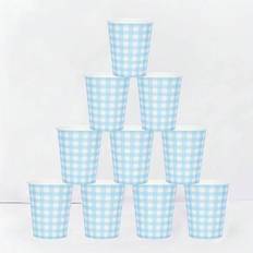 Blue Paper Cups Shein Light Blue Gingham Party Paper Drinking Cups 10pcs 20pcs 50pcs