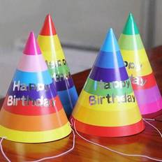 Text & Letters Party Hats Shein 10 Pcs Rainbow Party Decoration Birthday Hat