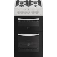 4 Burners - 50cm Gas Cookers Indesit ITG5GMW 50cm Twin Gas Cooker White