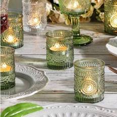 Shein 2pcs Vintage Green Glass Holders Candle Holder