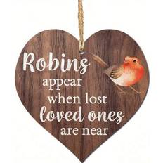 Wood Wall Decor Shein Robins Appear When Loved Ones Near Wooden Plaque Sign Wall Decor
