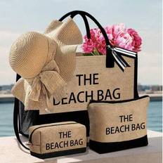 Black Beach Bags Shein Black Khaki Beach Bag Large Capacity