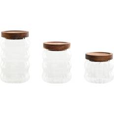 Home ESPRIT Set of 3 Transparent Natural Storage Containers 550ml 750ml Food Container
