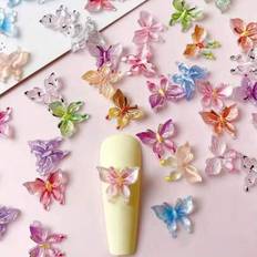 Shein 3D Resin Butterfly Nail Art Charms 50Pcs - Colorful