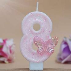 Shein Pink Glitter Butterfly Shaped Number Candles