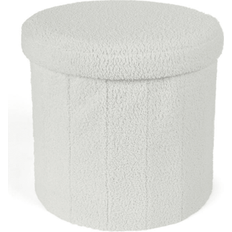 White Foot Stools Shein Boucle Folding Ottoman Storage Box Foot Stool