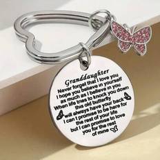 Silver Keychains Shein Inspirational Carved Keychain Rhinestone Butterfly - C