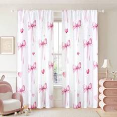 2pcs Pink Bow Print Light Filtering Curtains
