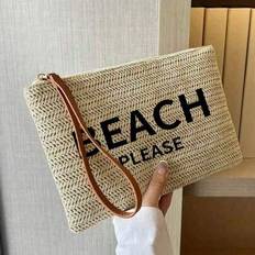 Clutches Shein Letter Print Braided Straw Boho Style