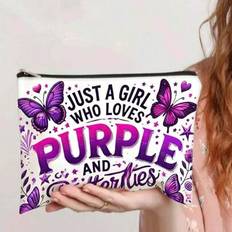 Purple Cosmetic Bags Shein Purple Butterfly Art Makeup Bag Lightweight Zipper Pouch