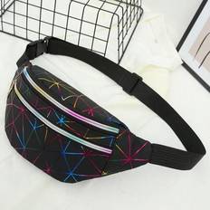 Children Bum Bags Shein Holographic Waist Bags Pink Silver Belt Bag - Black