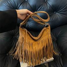 Solid Colours Bucket Bags Shein Solid Color Fashionable Personalized Tassel Handbag - Color
