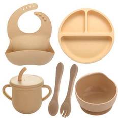 Beige Cutlery Sets Shein 6pcs Simple Silicone Beige Dining Sets Cutlery Set