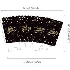 Text & Letters Popcorn Box Shein 10 24pcs Black Gold Silver Dot Print Food Boxes
