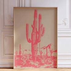 Shein Vintage Mexican Desert Pink Wall Art Print Poster