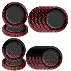 Red Disposable Plates Shein Red And Black Birthday Party Supplies Set