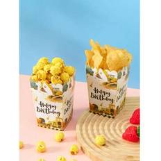 Birthdays Popcorn Box Shein 10-24pcs Excavator Birthday Party Food Boxes